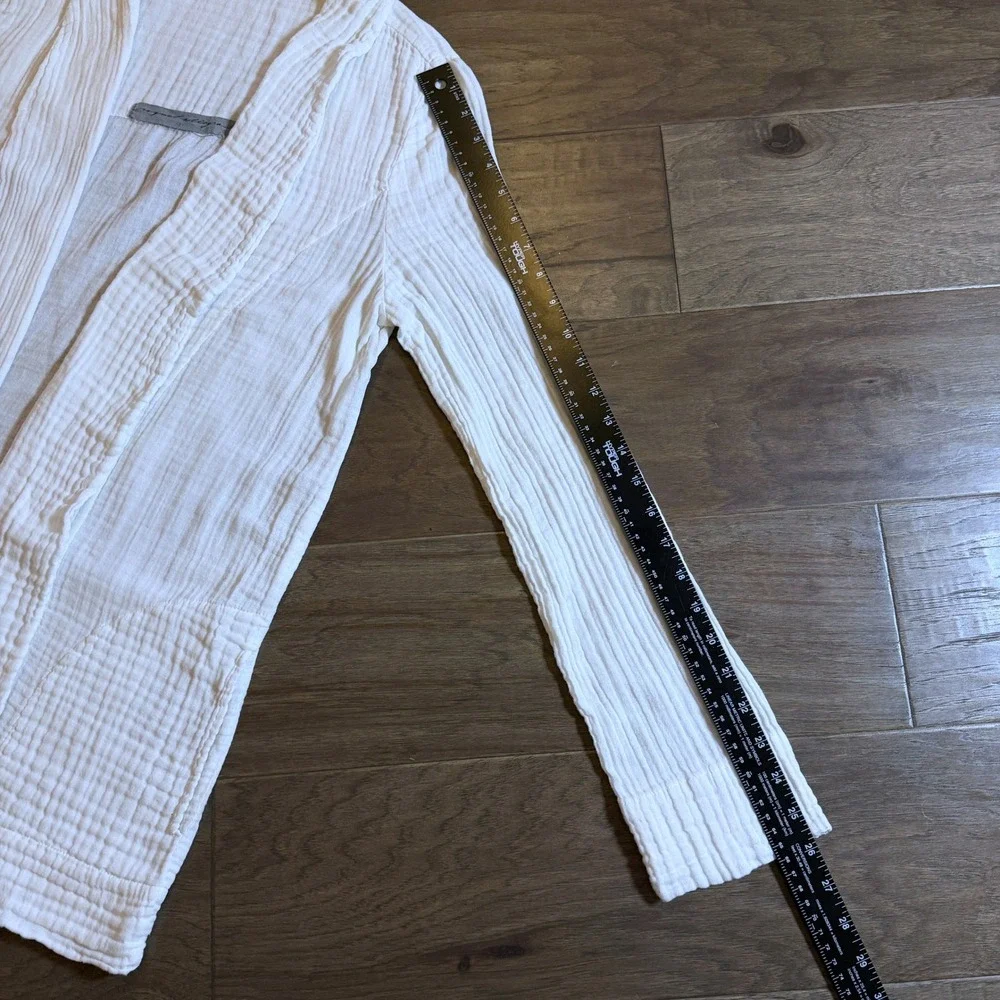 Raquel Allegra White Cotton Gauze Open Front Cardigan Jacket Blazer‎ Size 2 USA - Picture 5 of 6